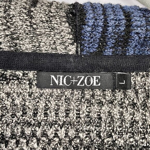 NIC+ZOE Cotton Wool Blend Knit Open Front Cropped Cardigan Womens L Multi-Color - Picture 4 of 12